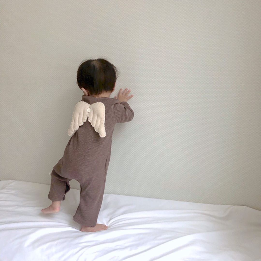 Herfst baby jongens romper baby engelenvleugel kruipkleding baby katoenen lange mouw jumpsuit peuter meisje romper