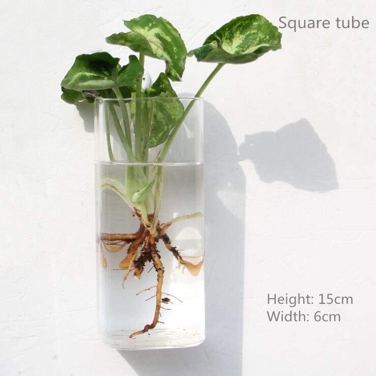 wall glass vase Wall mounted fish tank Hanging hydroponic vase Living room wall decoration: White