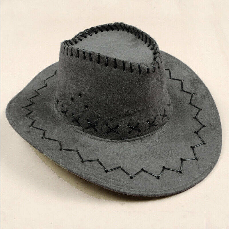 Womens Mens Hat Wild West Fancy Cowgirl Cowboy Hats Western Headwear Cap Black Brown Gray Orange Red Khaki: Gray
