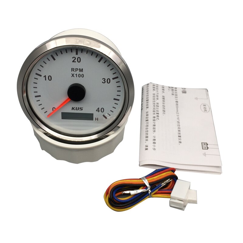 KUS 3 3/8 "Drehzahlmesser 4000 RPM Mit LED Digital Betriebsstundenzähler Marine Außenborder Diesel- Motor- Motor- Generator Tacho Meter Messgerät 12 V/24 V