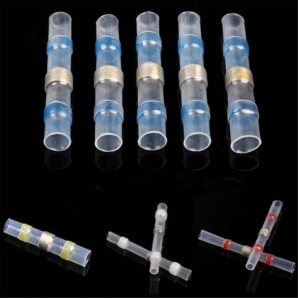 100/50 stuks gemengde krimpkous soldeerklemmen waterdichte soldeerhuls buis elektrische draad geïsoleerde stootverbinders kit
