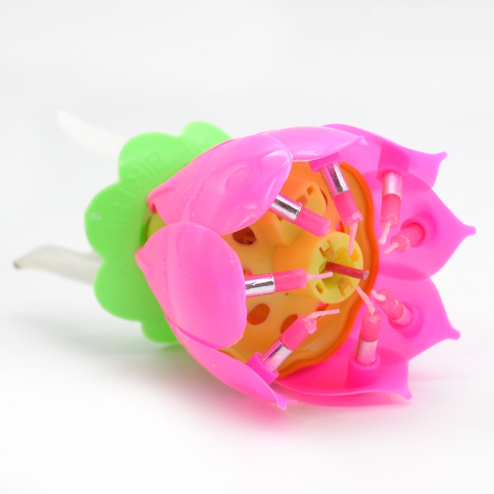 Verjaardag Kaars Romantische Roze Zal Bloeien Mooie Lotus Vormige Kaars