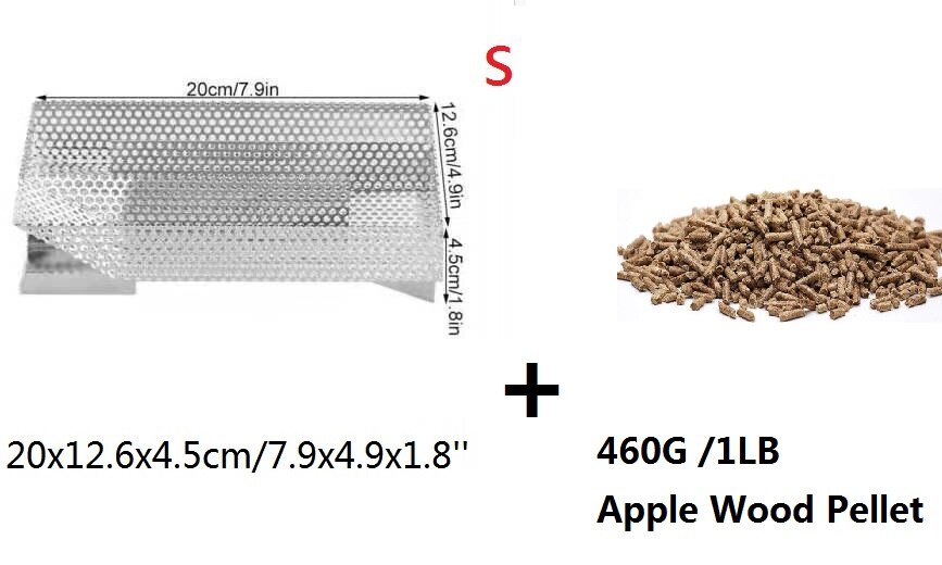 Rustfrit stål pellet røg generator madlavningsværktøj til bbq grill eller kold ryge boks grill kød fisk ost grill værktøj: S 1lb træpiller