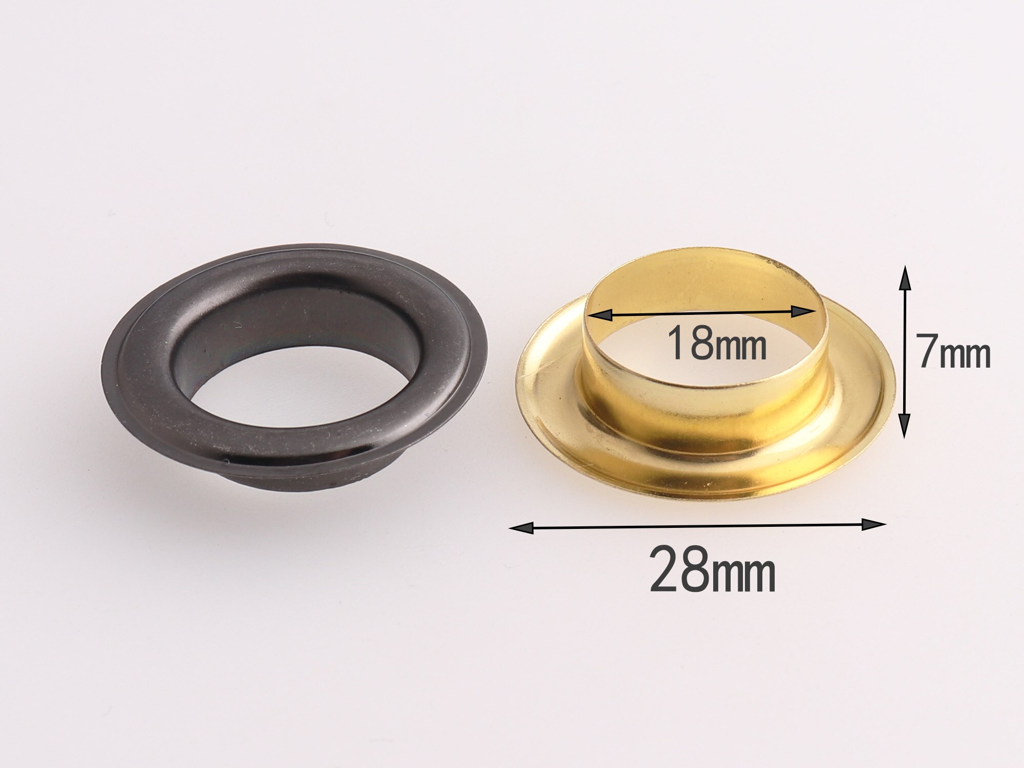 Œillets noirs avec rondelle 18mm (trou), œillets ronds de réparation pour vêtements, accessoires de maroquinerie