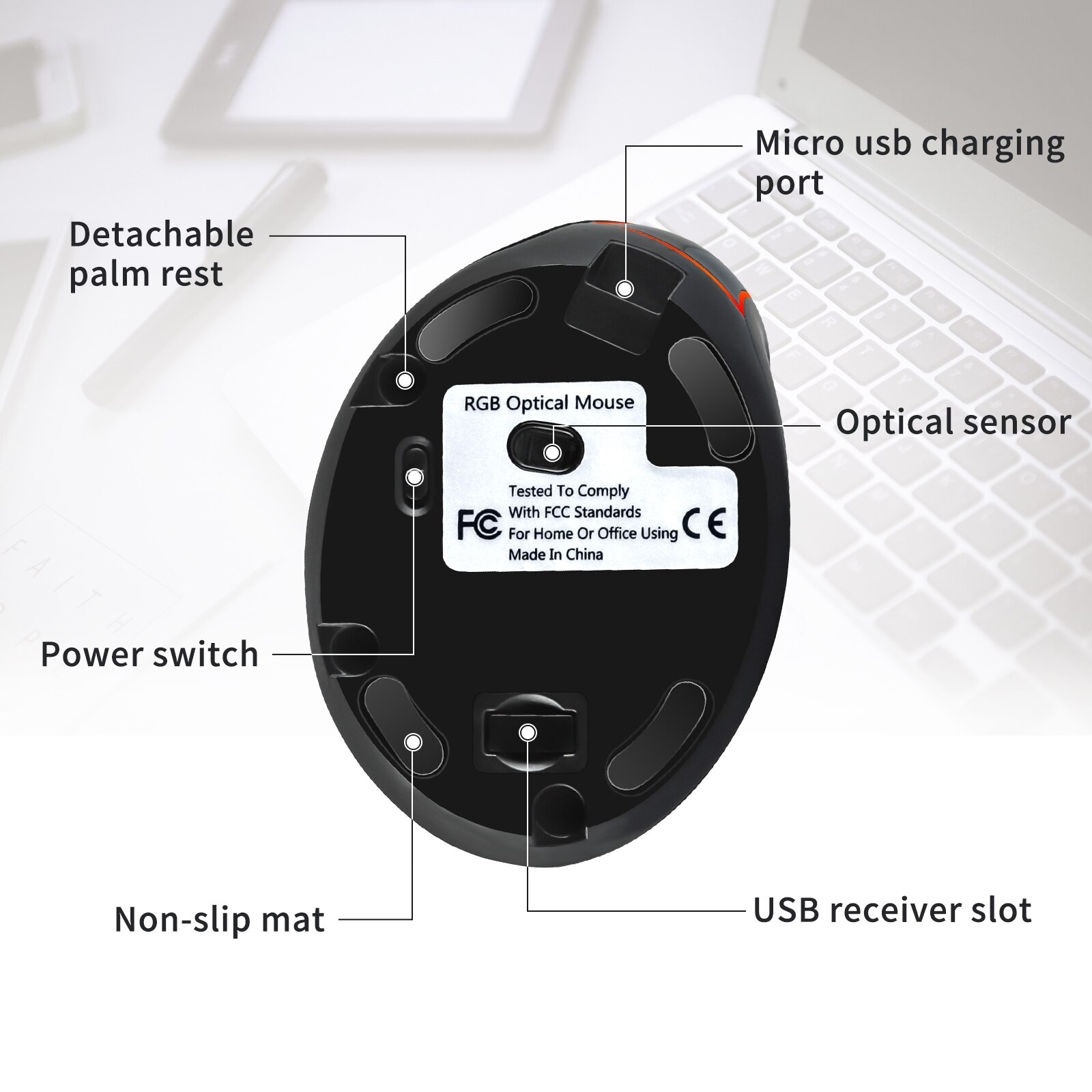 RGB Vertical Mouse Optical Charging Wireless Mice with Backlight Adjustable DPI Ergonomic Gaming Mouse USB Mause For Laptop PC