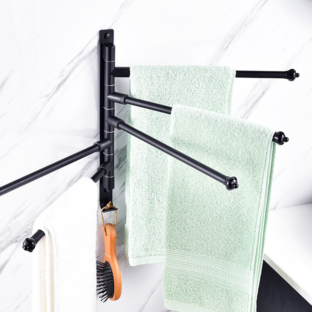 Badeværelse vægmonteret håndklædeholder holder roterende bar håndklædeholder tøjkrog tøjkrog badeværelsestilbehør sæt rum aluminiumsstang