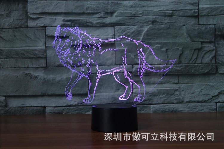 Wolf Model 3D LED Light Hologram Illusions 7 Colors Change Decor Lamp Best Night Light for Home Deco 015