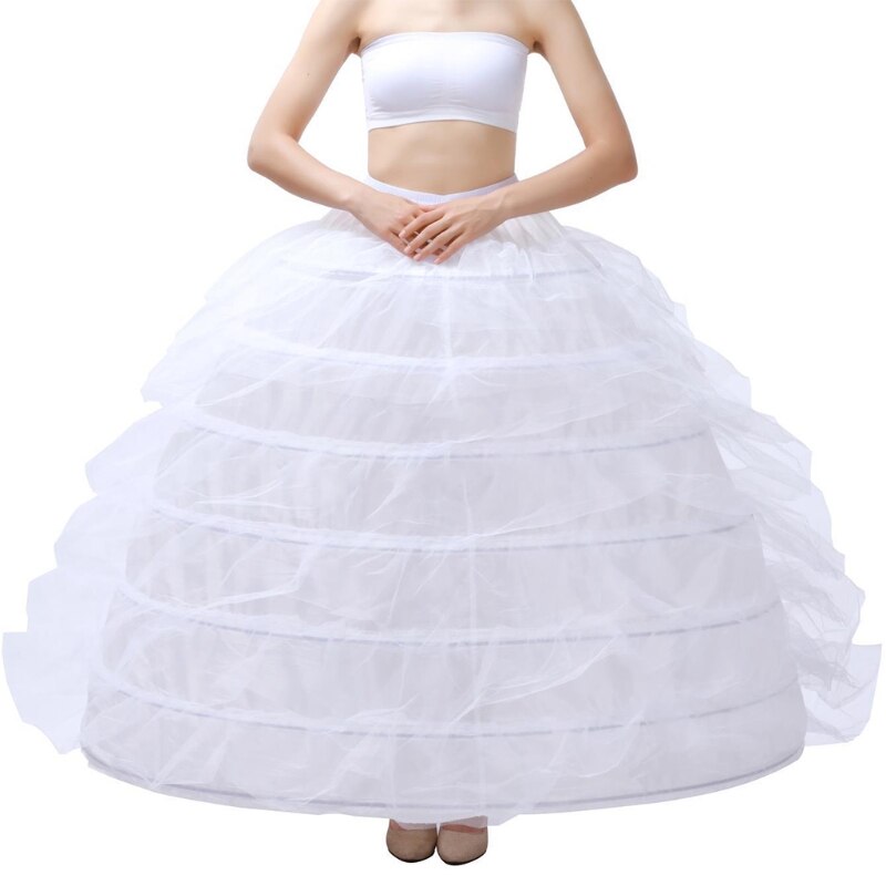 Women 7 Hoop Floor Length A-Line Petticoat Crinoline Skirt Ball Gown Underskirt U90E