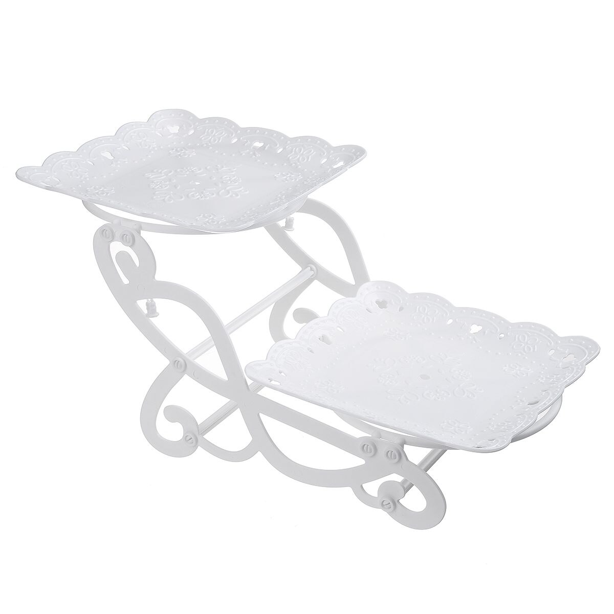 2/3 Tier Cake Stand Afternoon Tea Wedding Plates Party Tableware Bakeware Plastic Tray Dessert Display Rack Cake Decor Ornaments: 2 Tiers Square Bike