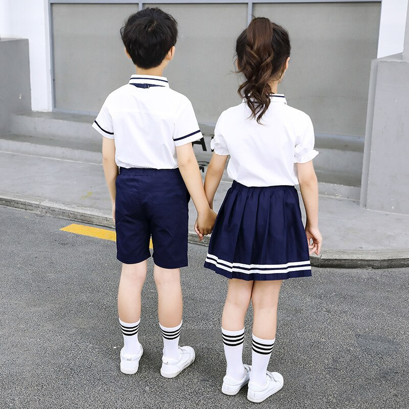 School Uniform Kids Dresses for Girls JK Sailor 3Pcs Japanese Korean Orthodox Pleated Skirt Boys Shorts Navy Blue Kawaii Suit