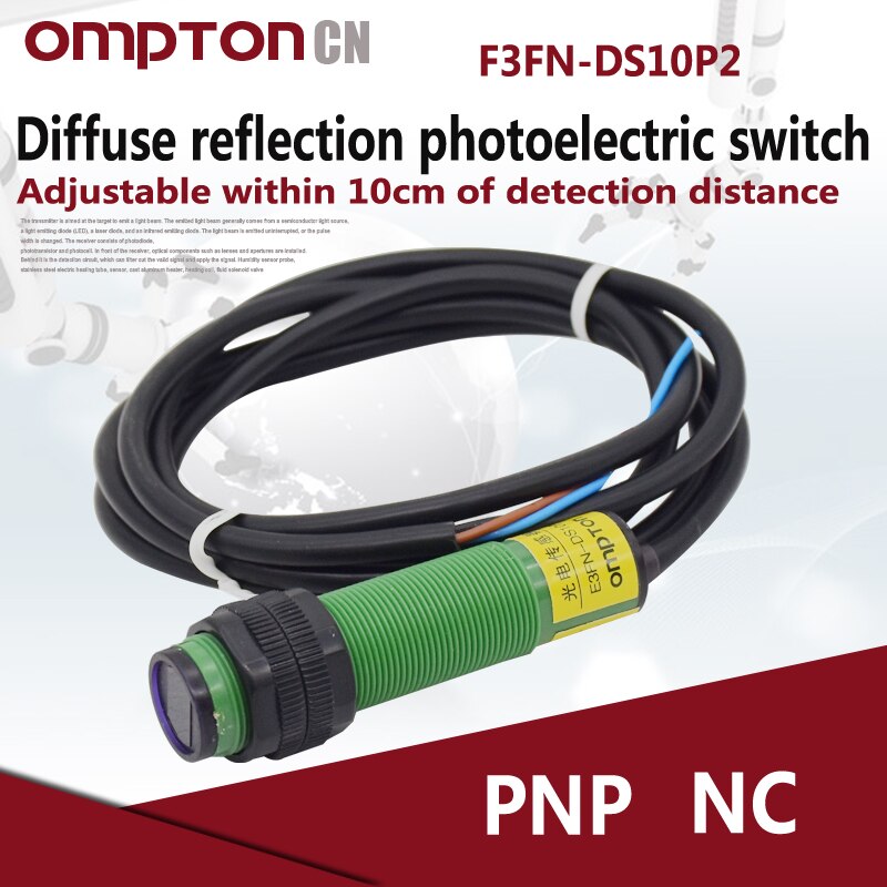 E3FN-DS10P2 PNP NC Diffuse reflection photoelectric switch Response time 2.5ms (1 second=1000ms)