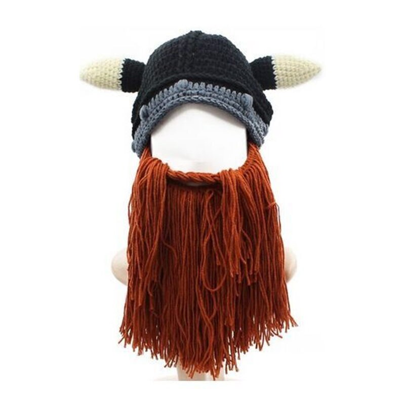 2019Men's Barbarian Vagabond Viking Baard Beanie Hoorn Hoeden Handgemaakte Winter Warm Verjaardag Cool Funny Gag Halloween Cap