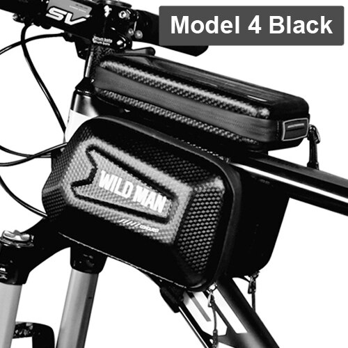 Vild mand 6.2 tommer cykeltaske cykel regntæt vandtæt mtb front taske mobiltelefon etui cykling top rør taske cykeltilbehør: Model 4 sort