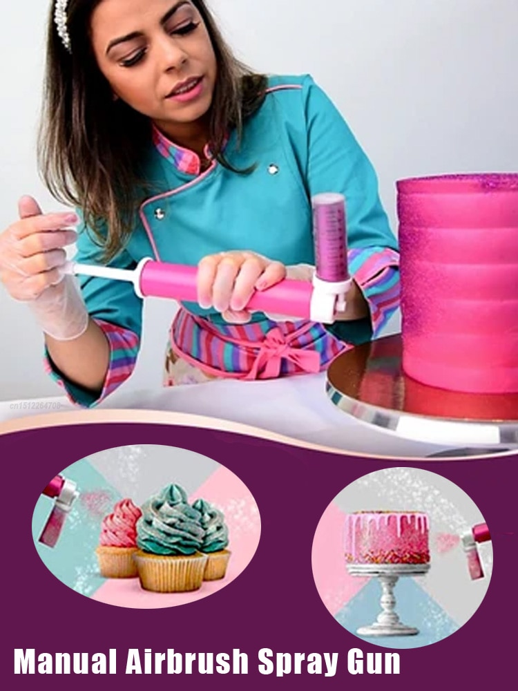 Handleiding Airbrush Voor Cake Diy Bakken Decorating Coloring Broodjes Kleur Stofdoek Handleiding Spuitpistool Pot Buis Kit Cake Decorating Gereedschap