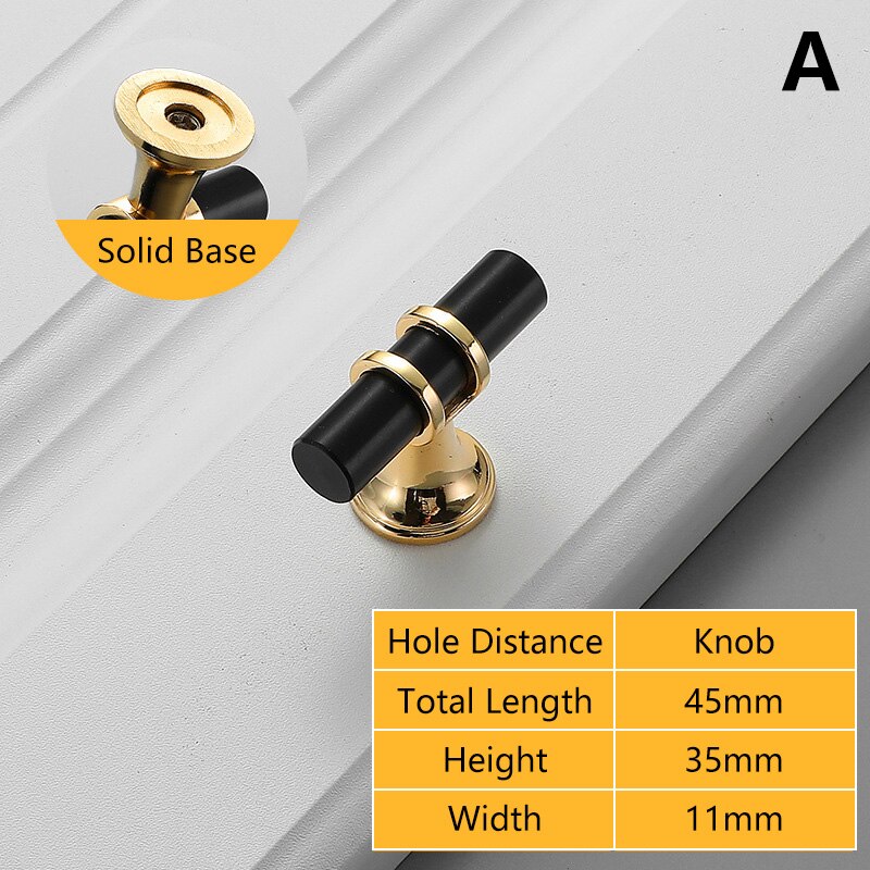 Black Gold Door Handles Kitchen Cabinet Handles Solid Drawer Knobs Modern Aluminum Alloy Furniture Handle Hardware: A