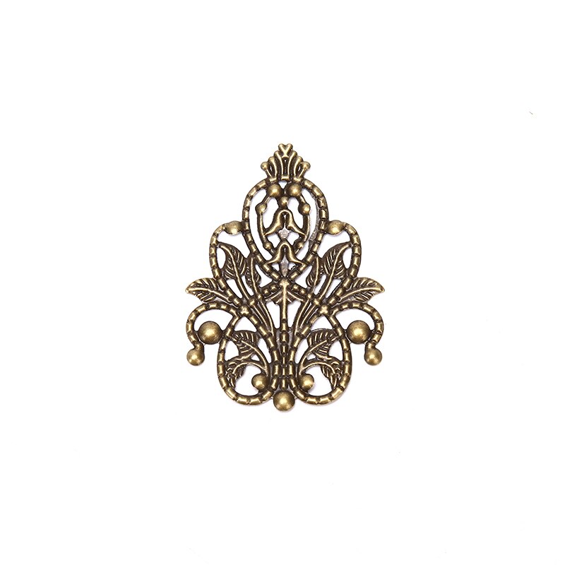 20pcs Filigree crafts Hollow Embellishments Findings Jewelry Accessories Bronze Tone ornaments 35mm