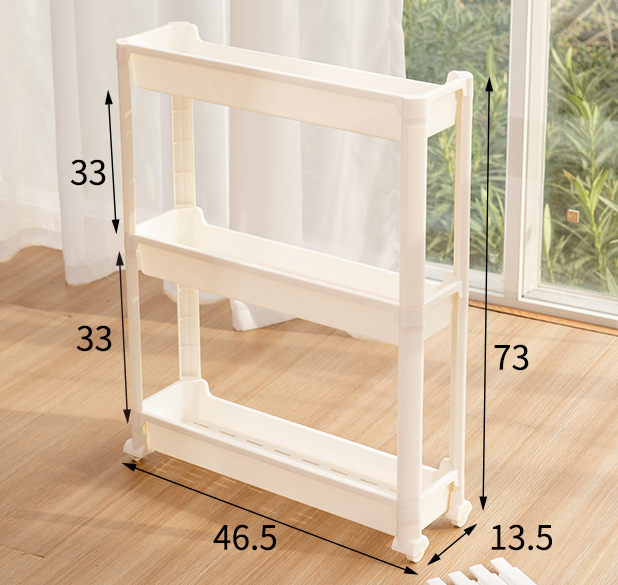 Estante de almacenamiento móvil de estante estrecho de 3/4 capas detrás de la puerta del baño, espacio del inodoro, carrito de suelo, estante de costura para baño, organizador de cocina: Gris