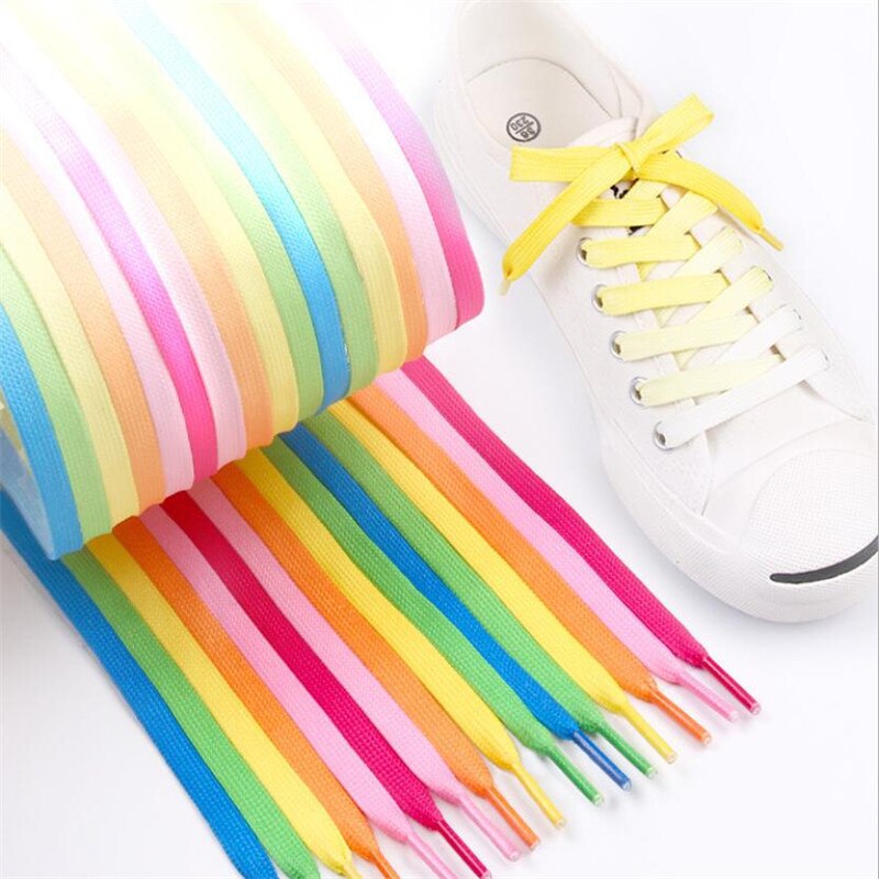 Cordones coloridos a la para zapatillas, cordones de lona de seda con gradiente de caramelo, arcoíris en crecimiento, 1 par