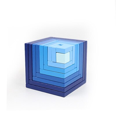 Baby Große Bausteine kinder Holz Spielzeug Kreative Regenbogen Stacker Montessori Vorteile Intelligenz für Kinder: Cubic blue