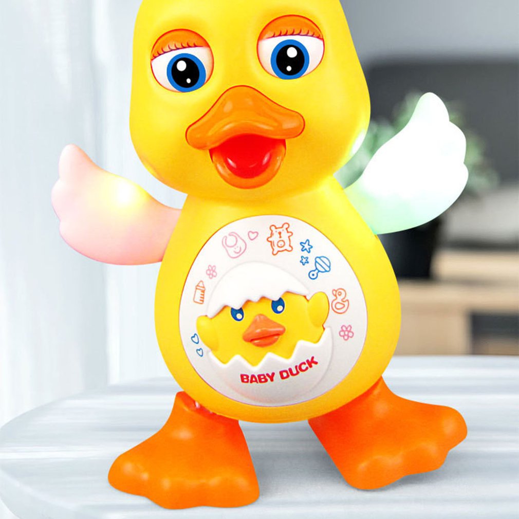 Juguete educativo interactivo para niños, iluminación de baile eléctrico, pato amarillo