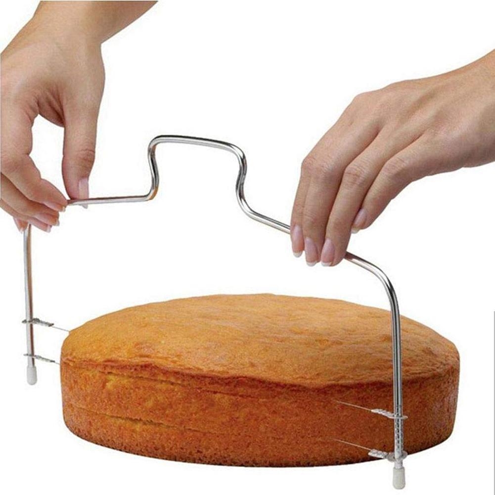 Coupe-gâteau à Double fil réglable en acier inoxydable, 2 lignes, 32cm, scie à découper, grattoir, séparateur de pain, couteau à pâtisserie, outils de cuisson