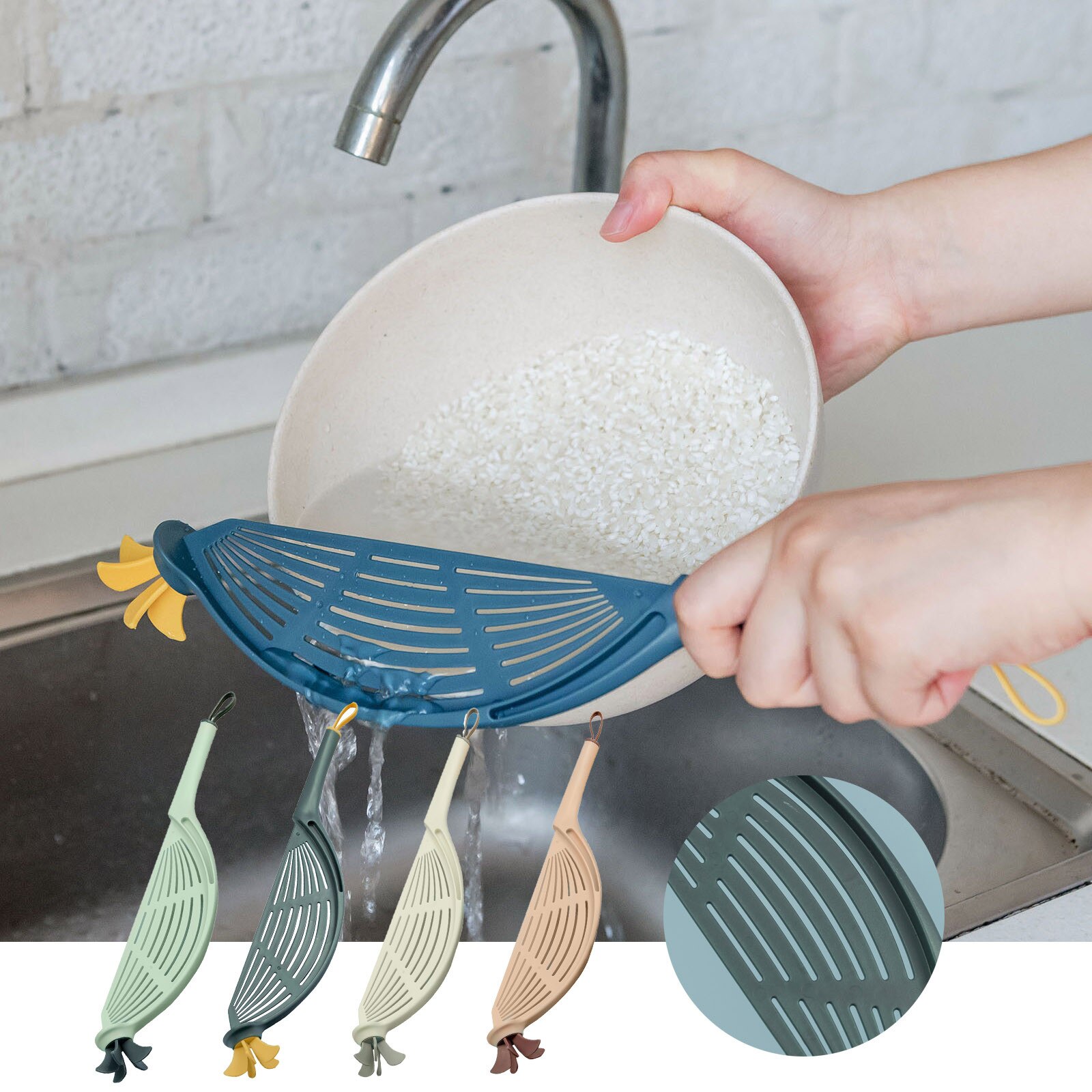 Dispositivo de lavado de arroz con ballena, 1 Uds., escurridor de arroz, lavar arroz, herramienta de cocina, dispositivo en forma de ballena