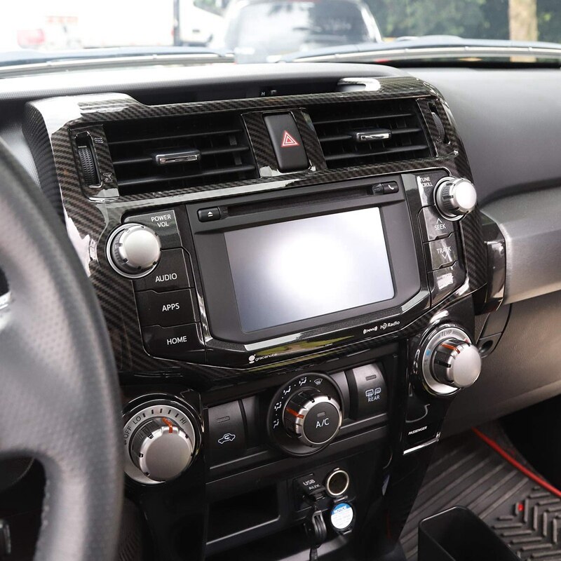 Center Console Navigation Trim Panel Center Console Dashboard Cover for Toyota 4Runner, Carbon Fiber Pattern