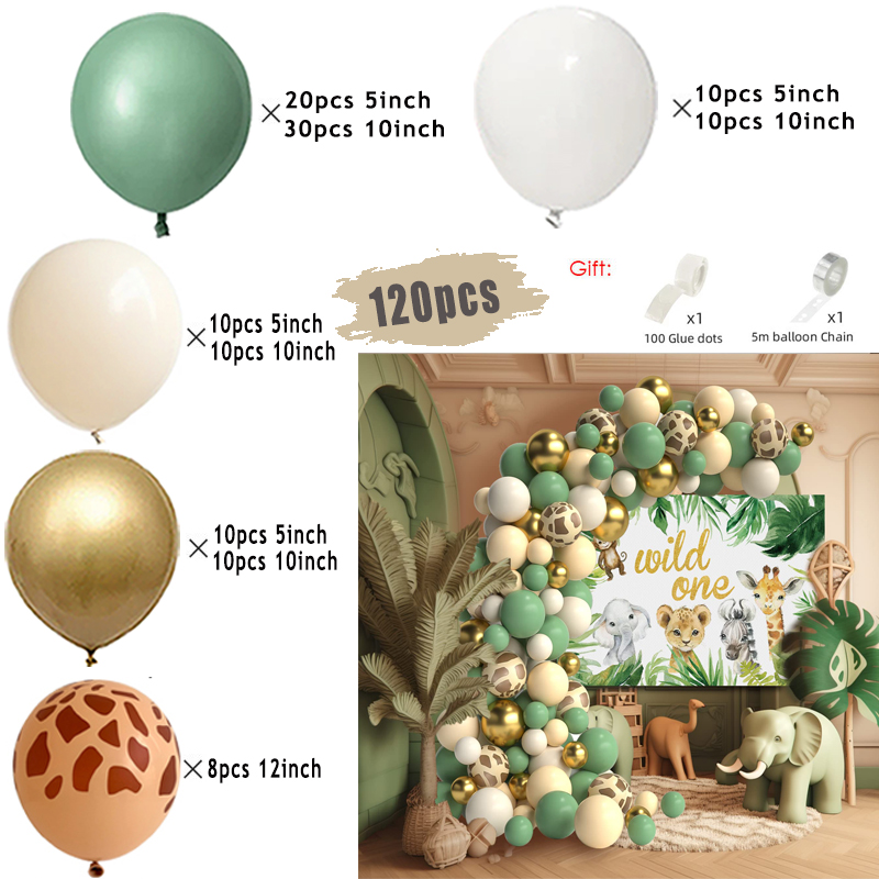 Kit de arco de guirnalda de globos blancos de Safari en la jungla, suministros para de cumpleaños para niños, globos de látex dorados con patrón de ciervo, decoración para Baby Shower: Azul oscuro