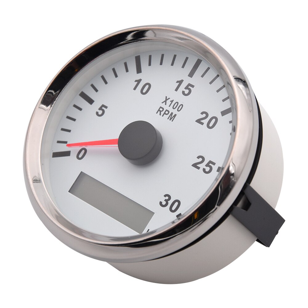 85mm REV Counter Car Boat tachometer + sensor Car Truck Tacho Marine RPM Meter with LCD Hourmeter 4000 RPM Red Backlight 12V/24V