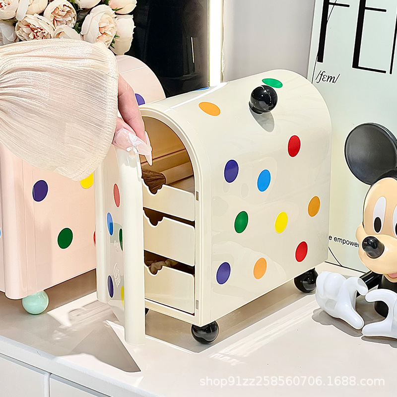 Studentenslaapzaal Desktop Polka Dot Opbergdoos Kaptafel Lippenstift Sieraden Puin Sorteerdoos Lade Cosmetische Opbergdoos