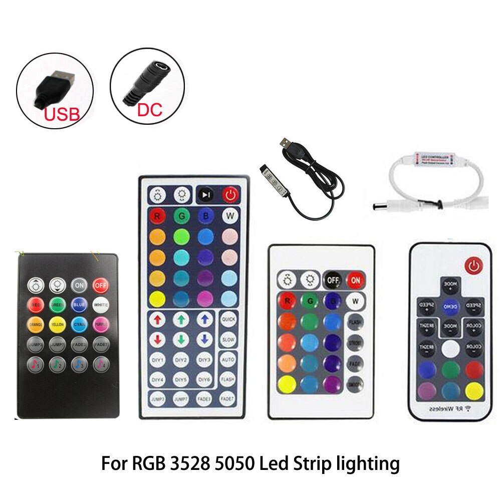 USB/DC 3/17/20/24/44 Tasten RGB Controller Musik IR RF LED Lichter Streifen Fernbedienung für RGB LED Streifen Lichter 5050 2835 SMD