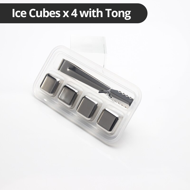 Mehrweg Eiswürfel Für Getränke-Metall Eis Würfel-Schüttelfrost Getränke Ohne Verdünnung Sie-Mit Lagerung Rohr mit zangen und Fach: 4 Pack mit Tong
