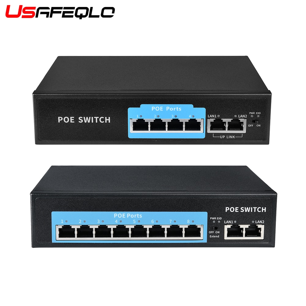 10/100 Mbps 6/10 Poorten Poe Gigabit Switch Actieve Snelle Schakelaar Met Interne Power 52V Voor Poe 48V Camera &#39;S security Monitor