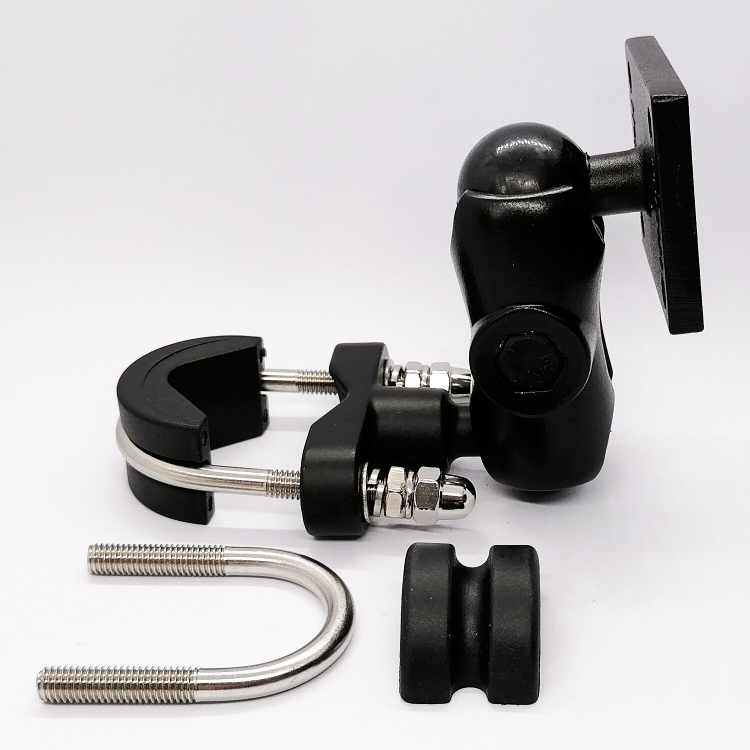 Heavy Duty Aluminum Alloy Motorcycle Handlebar Rail Mount for GPS with U Bolt Base 6 CM Double Socket Arm and AMPS Hole Pattern