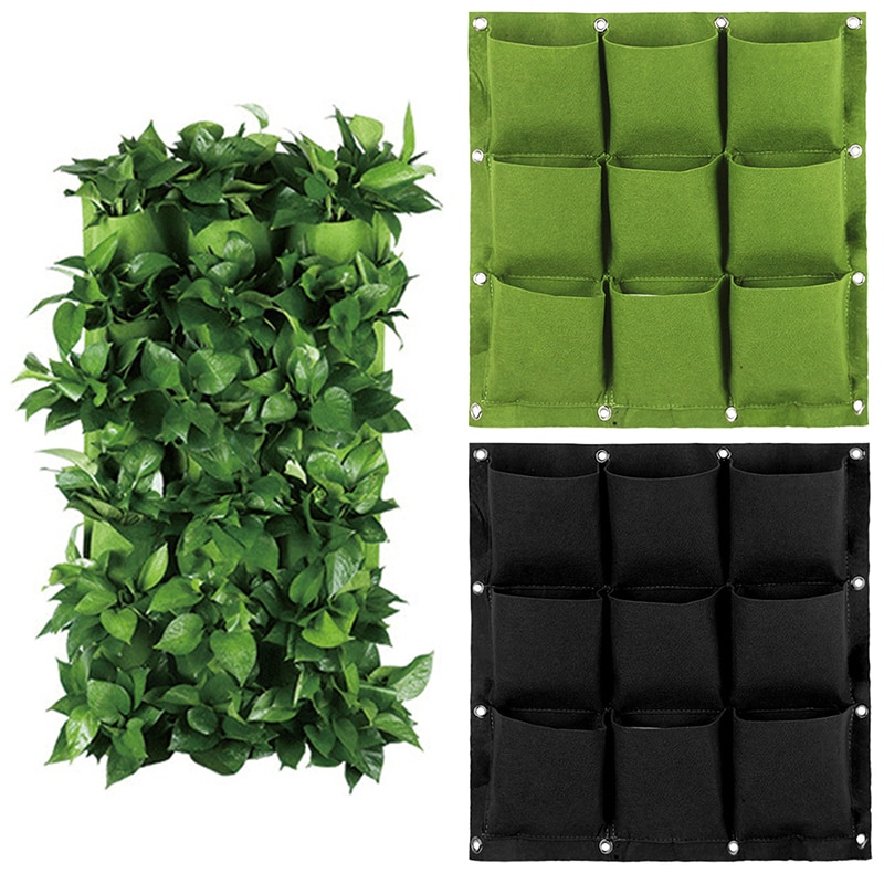 Haveindretning væghængende plantesække 2/3/4/6/9 lommer grøn voksetaske planter lodret havesæk –