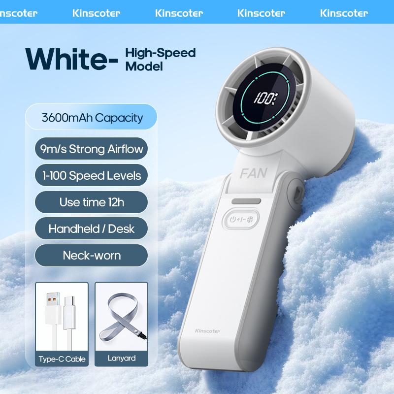 KINSCOTER-ventilador portátil plegable para exteriores, miniventilador Turbo de alta velocidad, recargable, 3600mAh, 100 niveles, Control libre: Borgoña