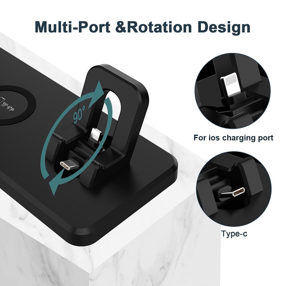 Fdgao 15W Snelle Qi Draadloze Oplader Voor Apple Iwatch Airpods Iphone 12 11 Xs Xr X 8 Samsung S21 s20 4 In 1 Quick Laadstation