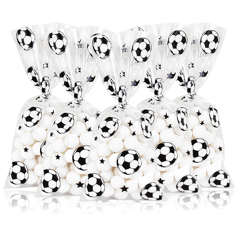 25/50 stuks Voetbal Snoep Zakken Kinderen Jongens Verjaardag Sport Voetbal Themafeest Plastic Cookie Geschenkverpakking Zakken Decoratie Supply