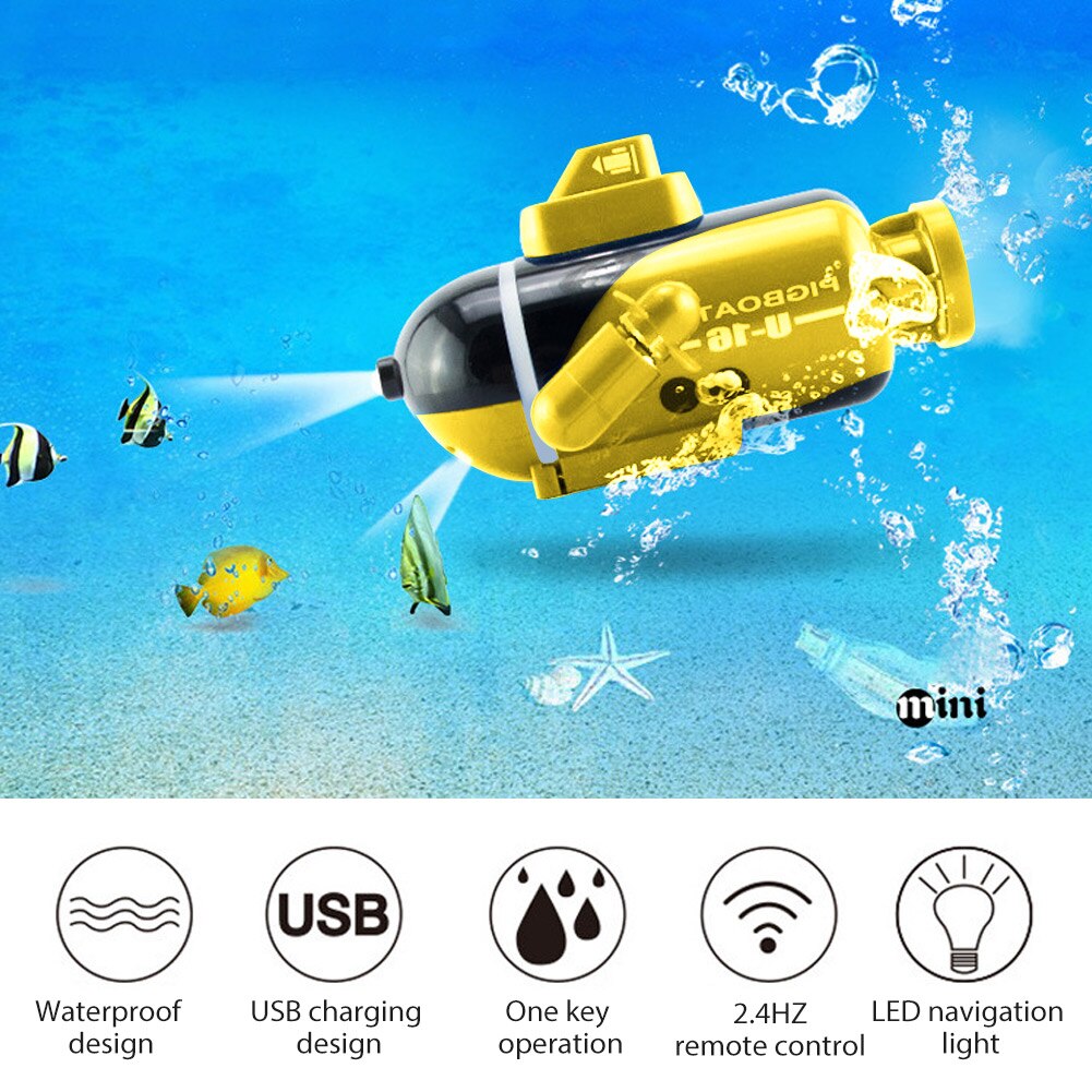 Remote Control Electric Nuclear Submarine Boat RC Ship Waterproof Water Toy for Children Boys with LED Light