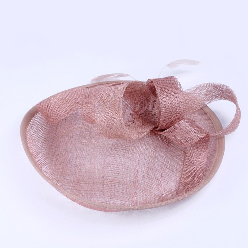 Tocado nupcial clásico de lino nupcial top sombreo gorra de malla estilo europeo tocado británico: Rosa