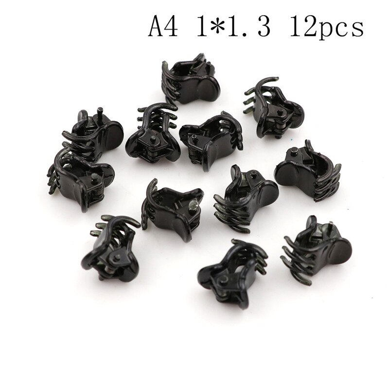 12pcs/set Plastic Mini Hairpin Hair Clip Clamp For Girls Hair Claw Clips For Kids Simple Hair Ornament: A4