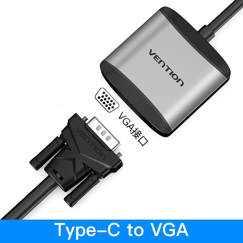 Vention USB C VGA Adapter USB Type-c to VGA 1080P 60HZ Female for MacBook Pro ChromeBook Huawei Mate 10 USB C Type C VGA Adapter: TDBHB