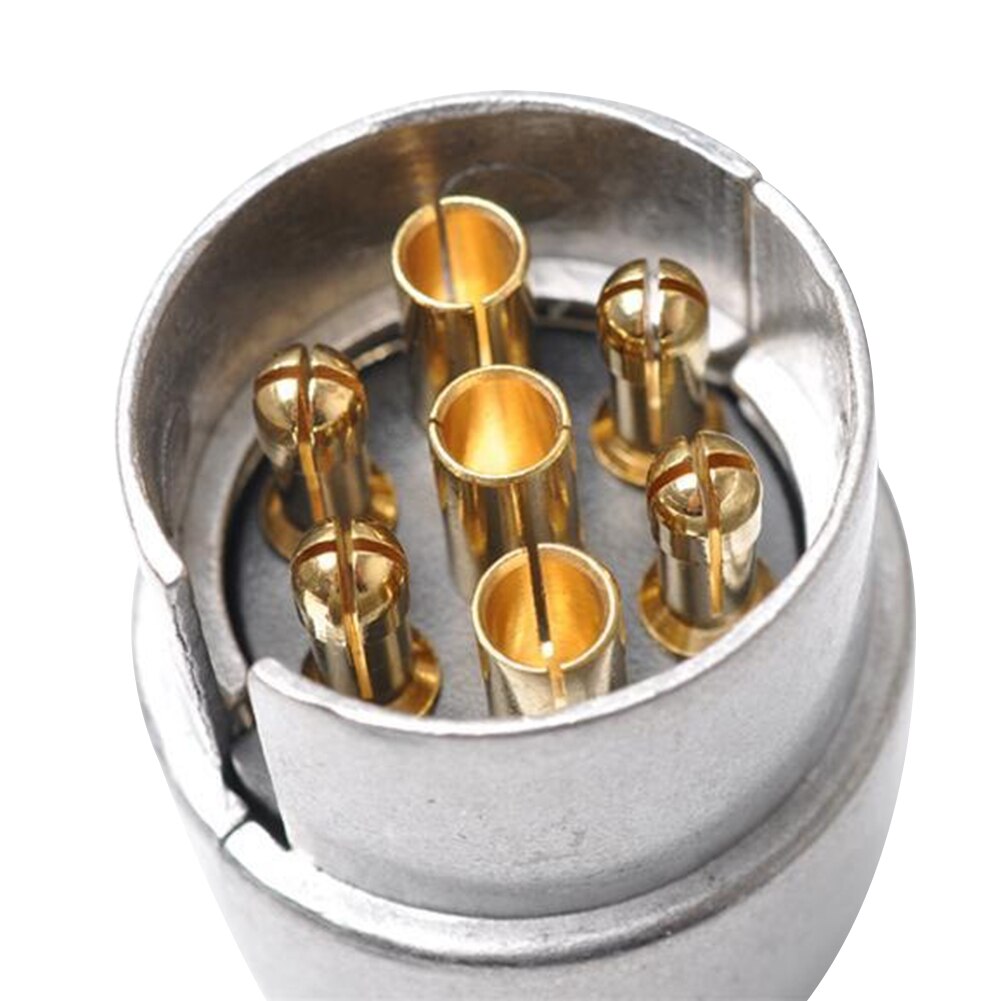 12V 7 Pin Round Caravan Trailer Truck Aluminum Alloy Plug Adapter Connector