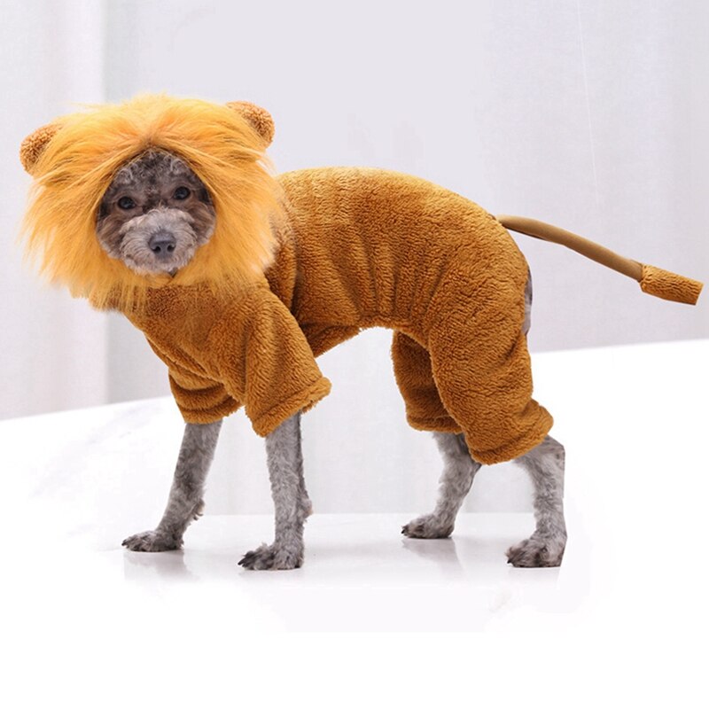 Pet Dog Funny Cosplay Costume For Dogs Halloween Clothes Costume Funny Lion Outfits Hat Set Small Dog Clothes 4-legged Coat
