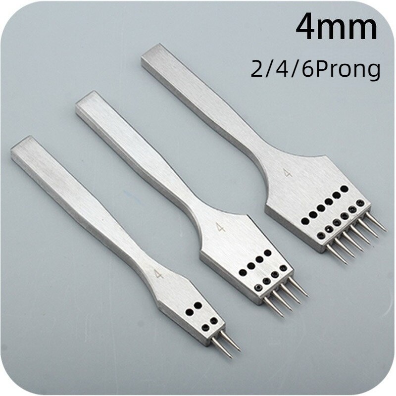 Sharp Head Round Hole Puncher Stainless Steel DIY Handle Row Punching Tools Replaceable Head Leather Tools: 4mm