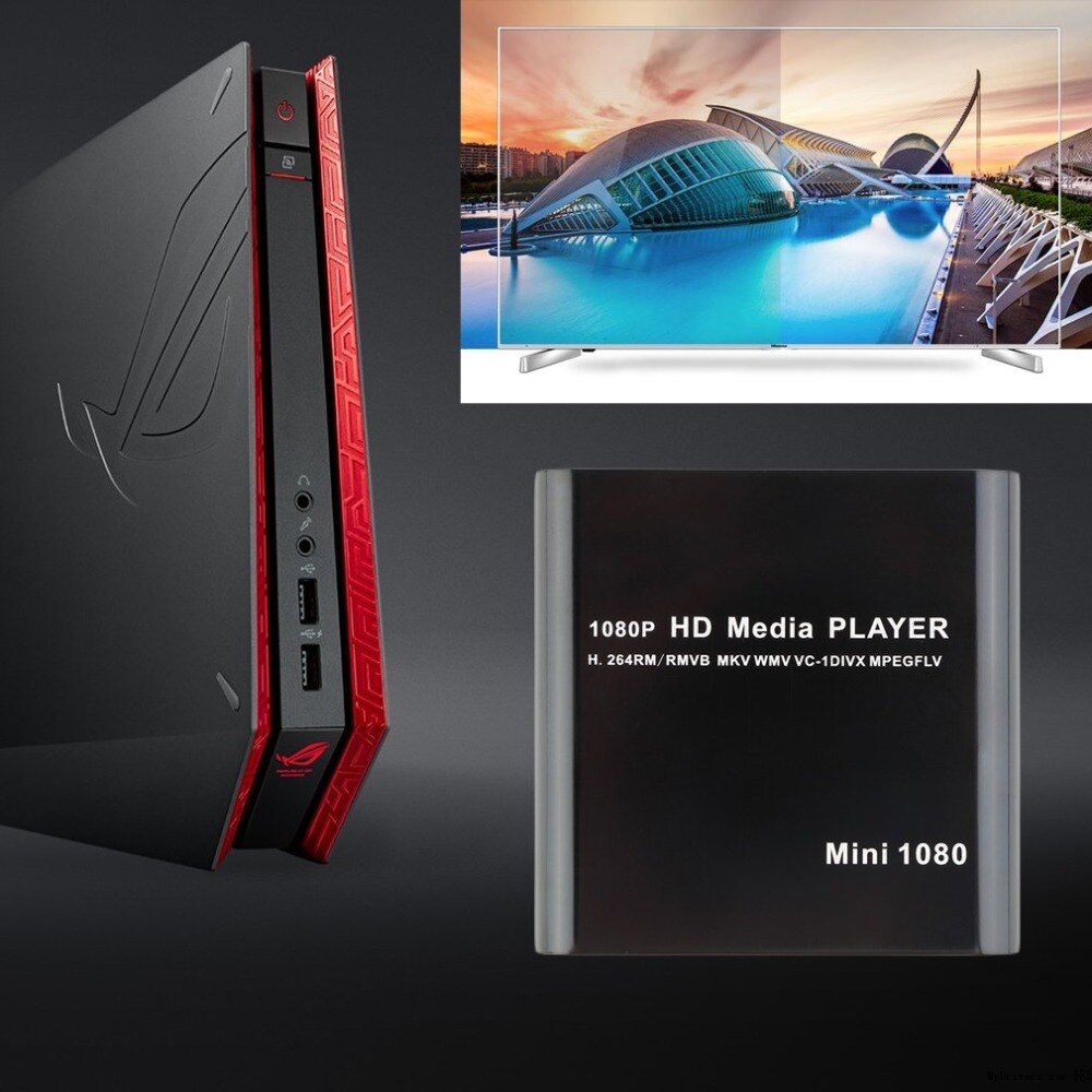 1080 P HDD multimédia multifonction RMV MP4 AVI FLV lecteur MKV/H.264/RMVB Full HD avec hôte lecteur de carte USB prise US directe