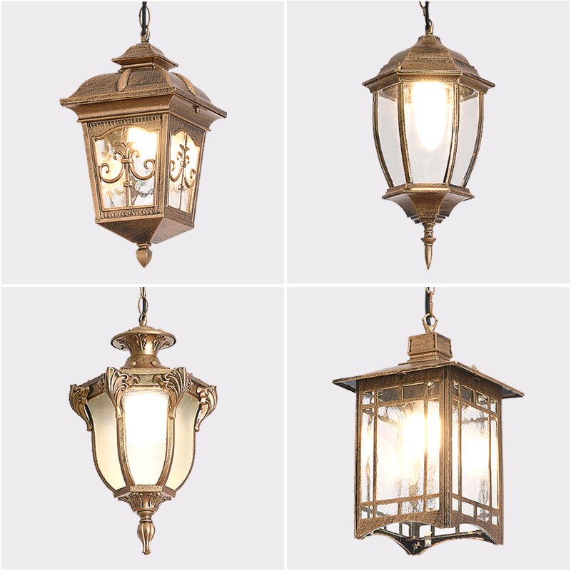Lampes suspendues imperméables européennes en plein air rétro village lustre balcon couloirs lumières raisin support lampe à suspension luminaire