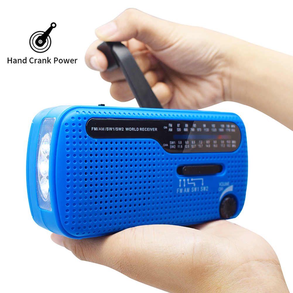 Radio multibanda AM/FM con manivela manual, Radio Solar recargable de 1200mAh, Radio de emergencia portátil para exteriores con linterna LED
