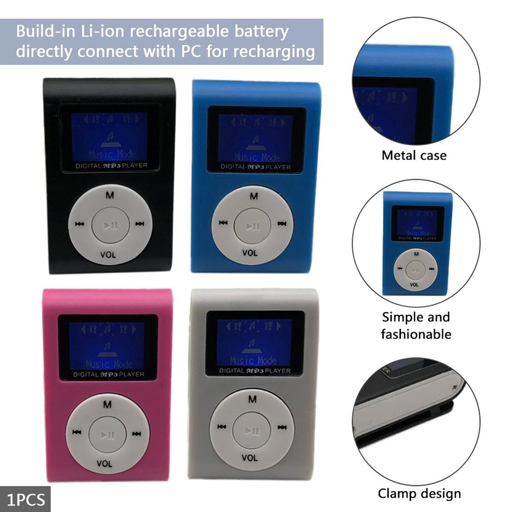 Reproductor de MP3 portátil de tamaño pequeño, Mini pantalla LCD, reproductor de música, compatible con tarjeta TF de 32GB, Walkman de Metal