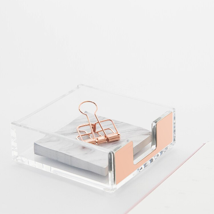 Clear Memo Pad Box Multifunction Message Pad Notice Storage Box Card Office Stationary Holder Makeup Cosmetic Box